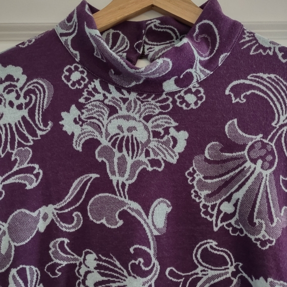 Anthropologie Mock Neck Floral Print Cutout Back Mini Dress - Picture 6 of 16